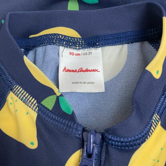 Hanna Andersson Lemon Print One-Piece Rashguard Swimsuit 3T Unisex UPF 50+ - Picture 2 of 10